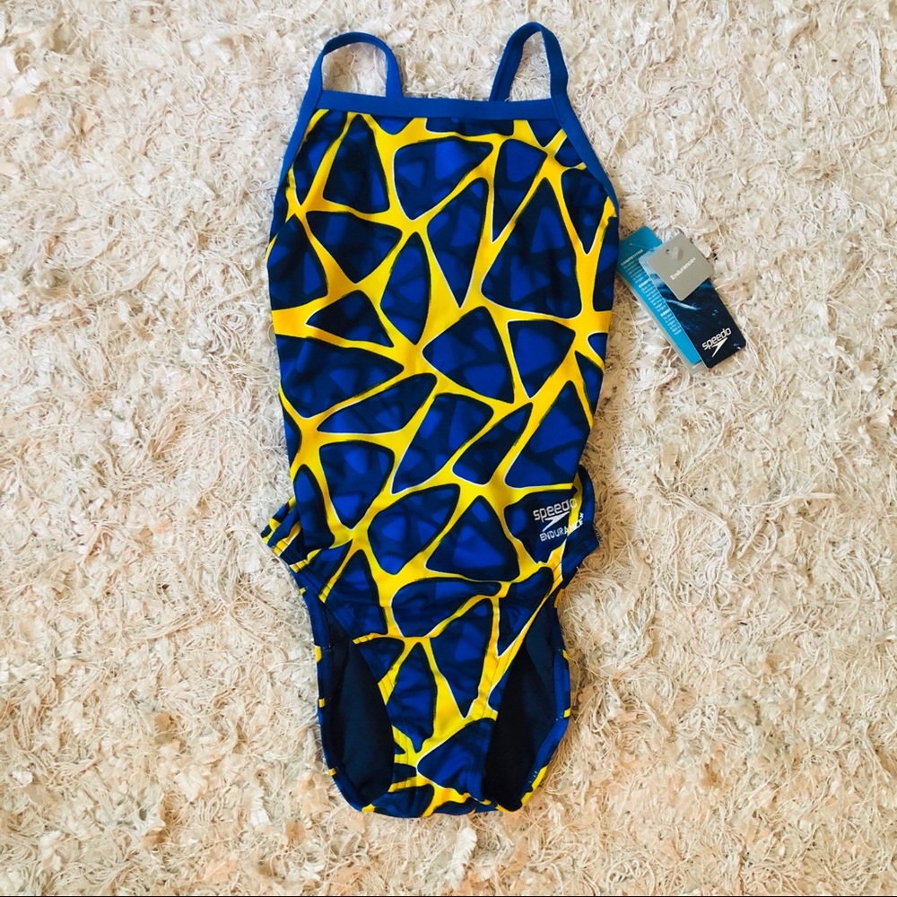 Speedo Women's One Piece Swimsuit - Blue and Yellow